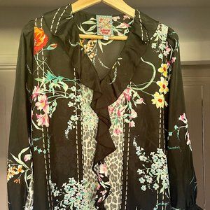 Johnny Was 'Calandra' 100% silk floral blouse. Size XS.